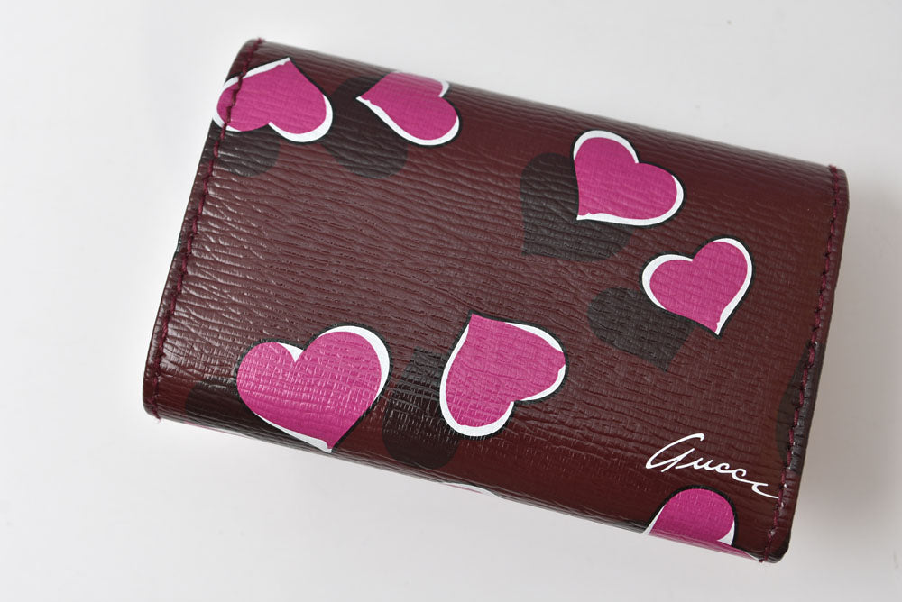 グッチ キーケース GUCCI ダブルG ハートビート 309706 6連キーケース レザー ボルドー レディース【中古】