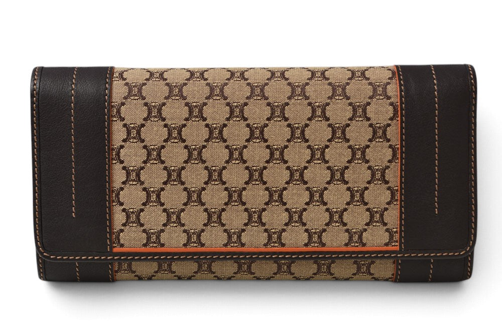 セリーヌ 財布 CELINE 長財布 マカダム柄 ブラウン ベージュ ロングウォレット レディース メンズ