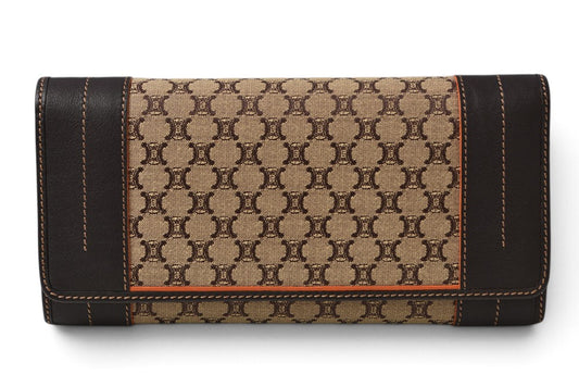 セリーヌ 財布 CELINE 長財布 マカダム柄 ブラウン ベージュ ロングウォレット レディース メンズ