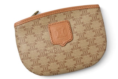 セリーヌ コインケース/小銭入れ CELINE ヴィンテージ オールドセリーヌ マカダム ミニポーチ/ベージュ【中古】