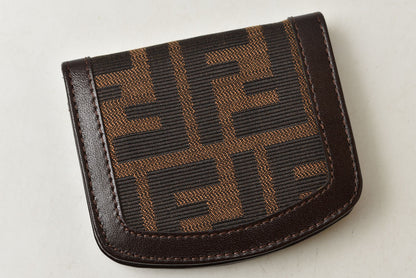 フェンディ コインケース コインパース 小銭入れ FENDI ヴィンテージ ズッカ柄 馬蹄型 ブラウン【中古】
