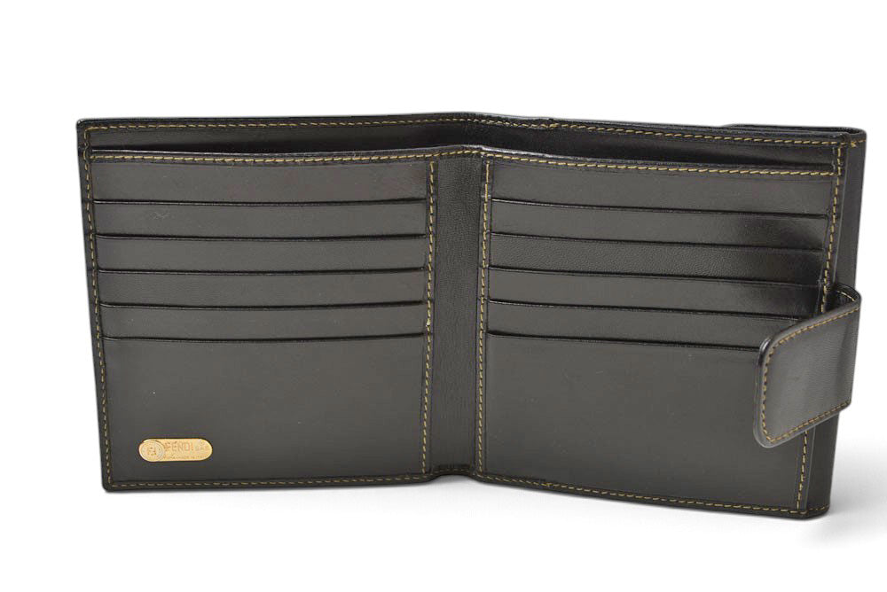 フェンディ 財布 FENDI ペカン柄 二つ折り財布 ヴィンテージ ブラック/グレー レディース メンズ【中古】
