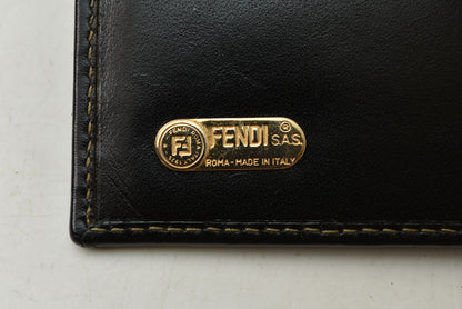 フェンディ 財布 FENDI ペカン柄 二つ折り財布 ヴィンテージ ブラック/グレー レディース メンズ【中古】