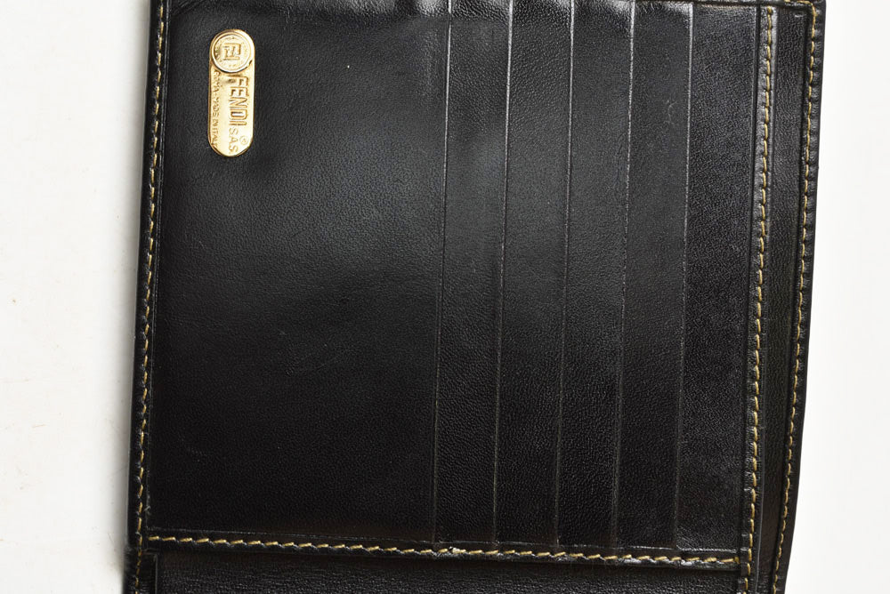 フェンディ 財布 FENDI ペカン柄 二つ折り財布 ヴィンテージ ブラック/グレー レディース メンズ【中古】