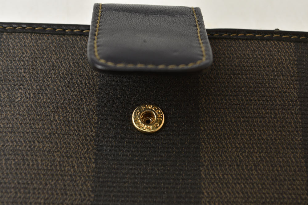 フェンディ 財布 FENDI ペカン柄 二つ折り財布 ヴィンテージ ブラック/グレー レディース メンズ【中古】