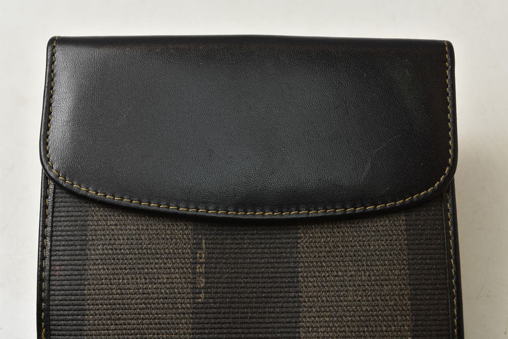フェンディ 財布 FENDI ペカン柄 二つ折り財布 ヴィンテージ ブラック/グレー レディース メンズ【中古】