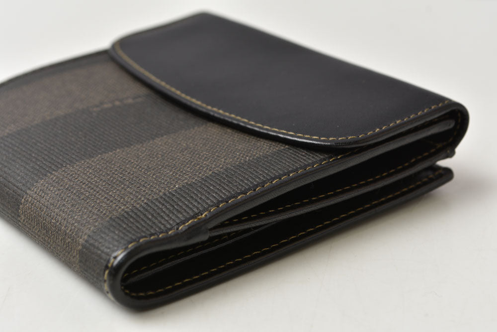 フェンディ 財布 FENDI ペカン柄 二つ折り財布 ヴィンテージ ブラック/グレー レディース メンズ【中古】