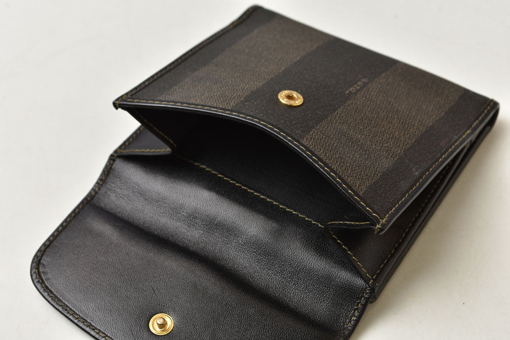 フェンディ 財布 FENDI ペカン柄 二つ折り財布 ヴィンテージ ブラック/グレー レディース メンズ【中古】