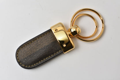 フェンディ キーリング FENDI ペカン柄 キーホルダー ブラック/グレー バッグチャーム ヴィンテージ【中古】