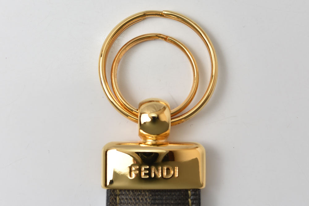 フェンディ キーリング FENDI ペカン柄 キーホルダー ブラック/グレー バッグチャーム ヴィンテージ【中古】