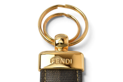フェンディ キーリング FENDI ペカン柄 キーホルダー ブラック/グレー バッグチャーム ヴィンテージ【中古】