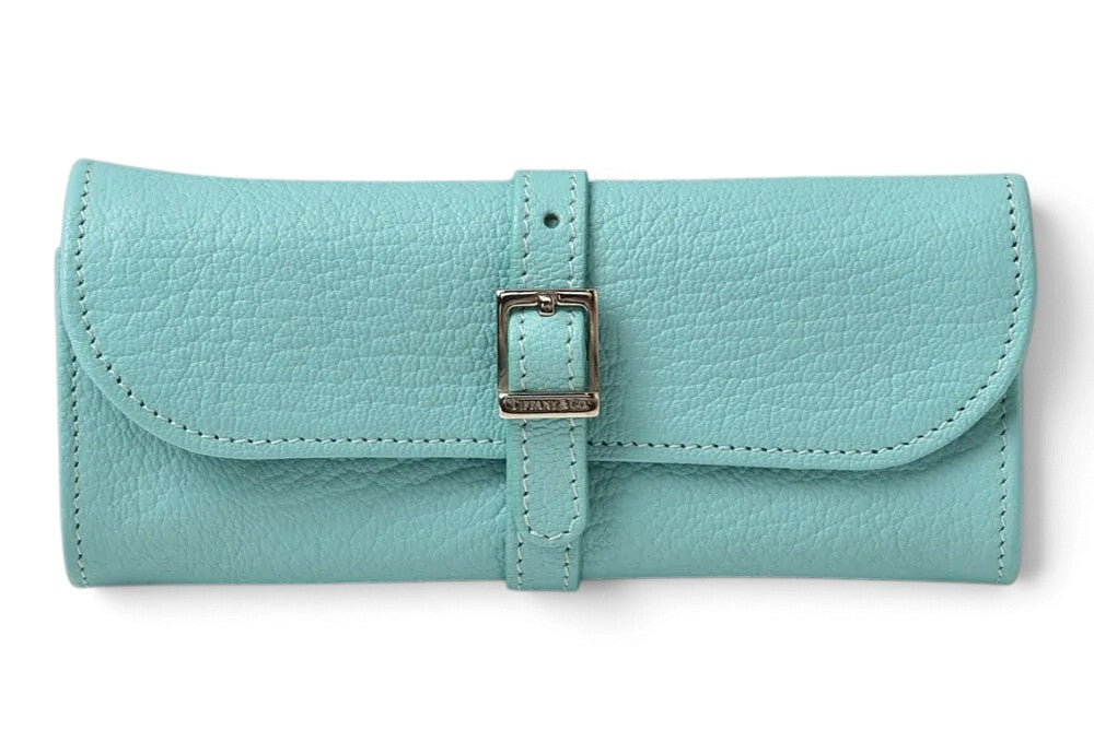 ティファニー ジュエリーケース TIFFANY&Co. ティファニーブルー レザー 小物入れ アクセサリーケース ポーチ レディース【中古】