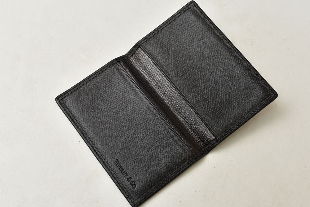 ティファニー カードケース/名刺入れ Tiffany&co. レザー ブラック メンズ/レディース【中古】