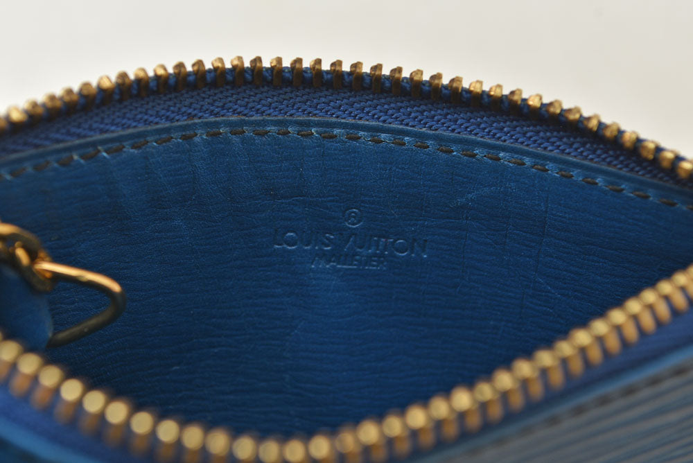ルイヴィトン 小銭入れ/キーケース/コインケース ヴィンテージ LOUIS VUITTON エピ ポシェット クレ M63805 キーリング付き トレドブルー【中古】