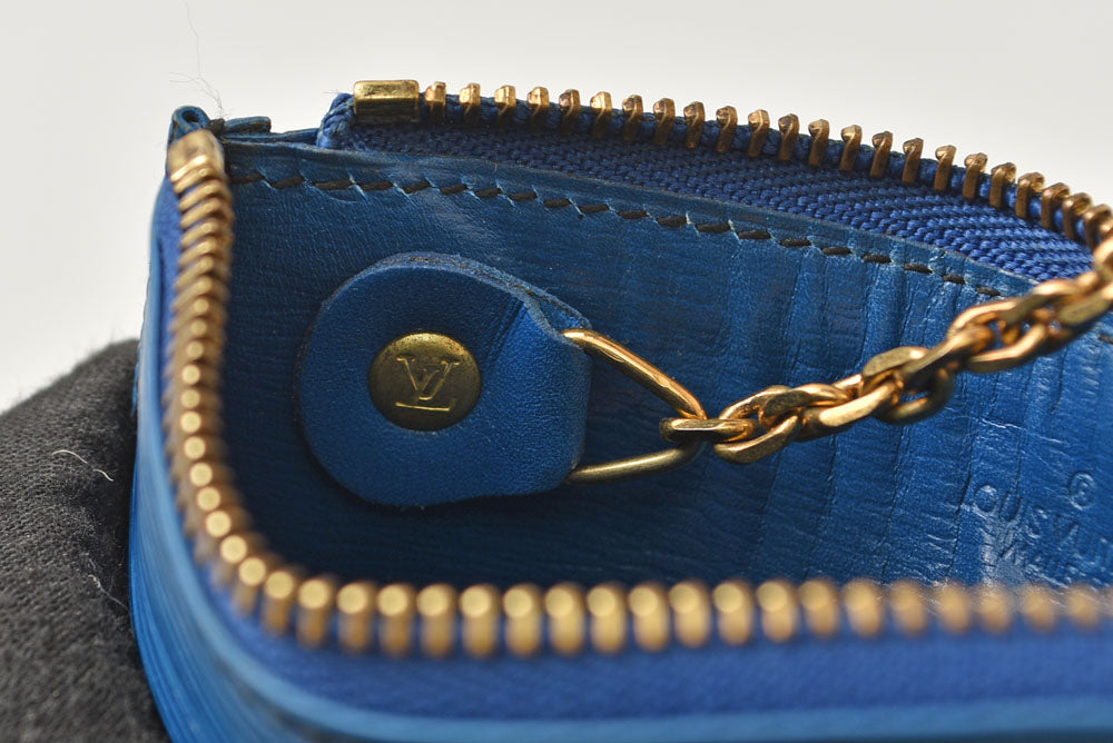ルイヴィトン 小銭入れ/キーケース/コインケース ヴィンテージ LOUIS VUITTON エピ ポシェット クレ M63805 キーリング付き トレドブルー【中古】