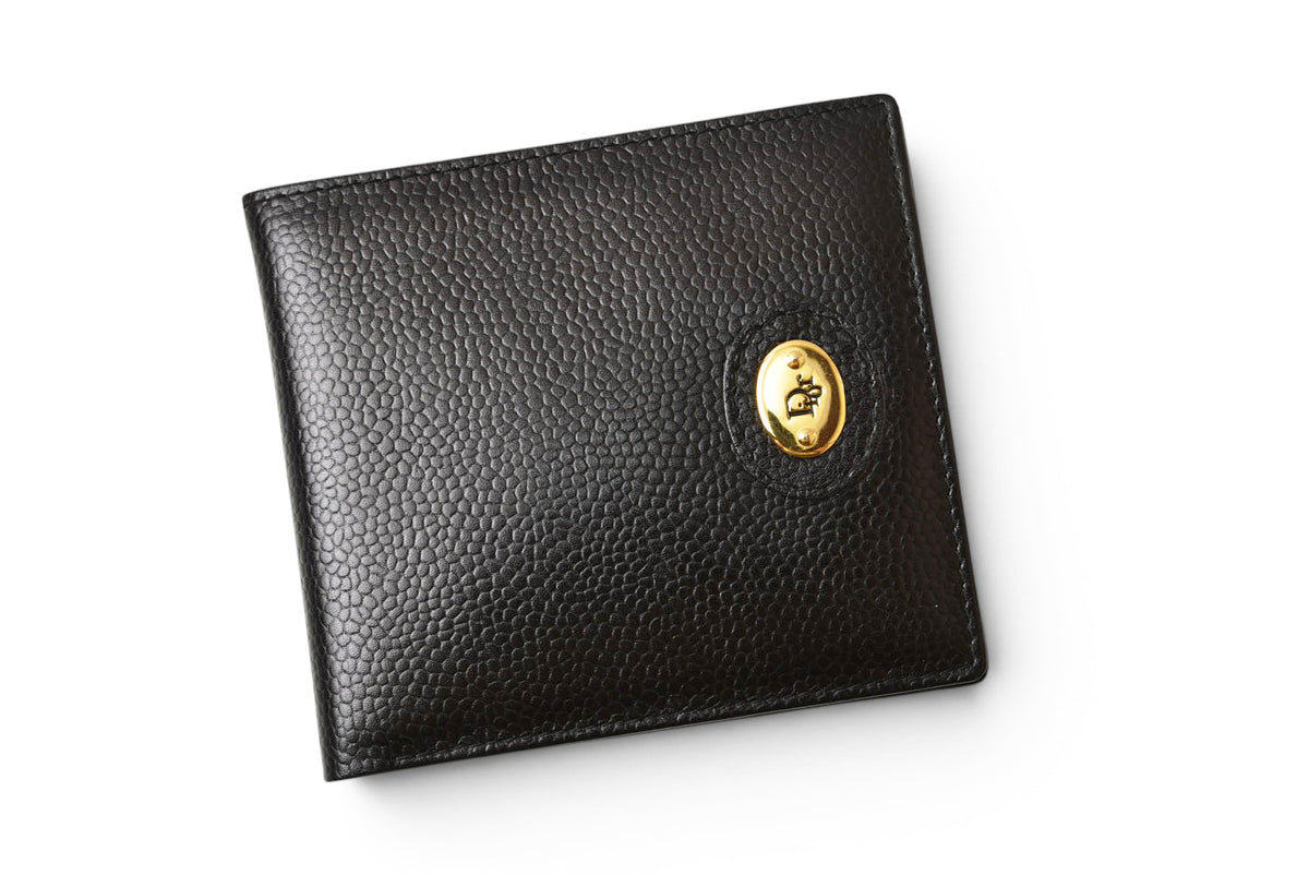 クリスチャン ディオール 財布 ヴィンテージ メンズ Christian Dior 二つ折り/折財布 レザー ブラック オールド【中古】