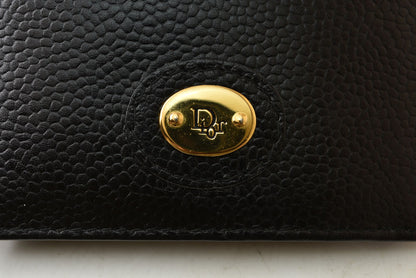 クリスチャン ディオール 財布 ヴィンテージ メンズ Christian Dior 二つ折り/折財布 レザー ブラック オールド【中古】