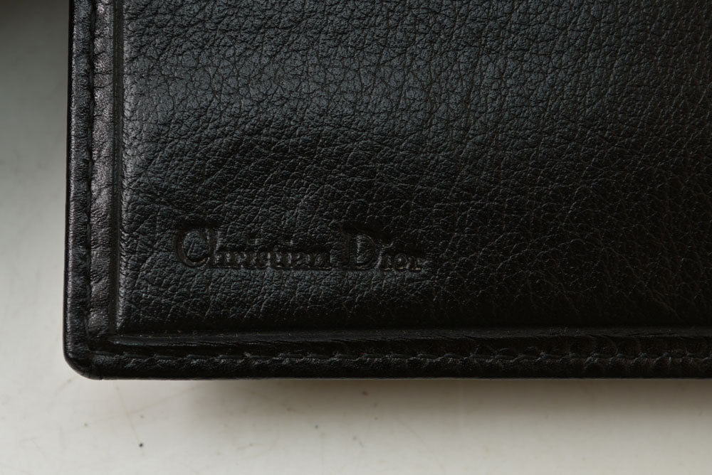 クリスチャン ディオール 財布 ヴィンテージ メンズ Christian Dior 二つ折り/折財布 レザー ブラック オールド【中古】