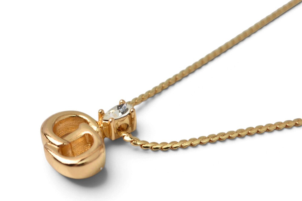 クリスチャンディオール ネックレス Christian Dior ヴィンテージ CDロゴ ラインストーン【中古】