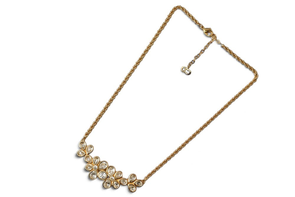 クリスチャンディオール ネックレス/チョカー Christian Dior ヴィンテージ フラワー ラインストーン/ビジュー ゴールド【中古】