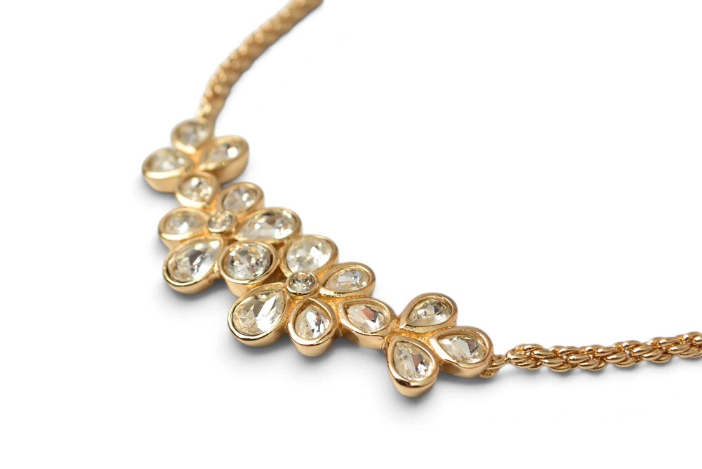クリスチャンディオール ネックレス/チョカー Christian Dior ヴィンテージ フラワー ラインストーン/ビジュー ゴールド【中古】