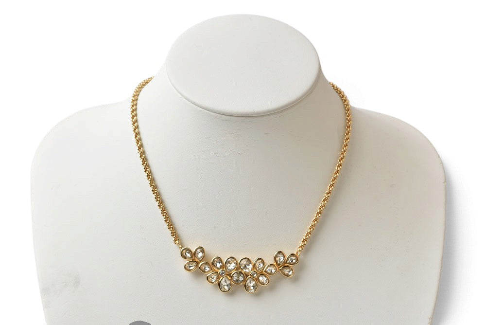 クリスチャンディオール ネックレス/チョカー Christian Dior ヴィンテージ フラワー ラインストーン/ビジュー ゴールド【中古】