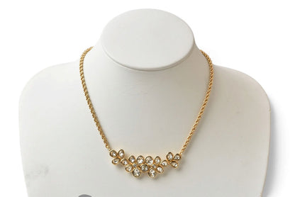 クリスチャンディオール ネックレス/チョカー Christian Dior ヴィンテージ フラワー ラインストーン/ビジュー ゴールド【中古】