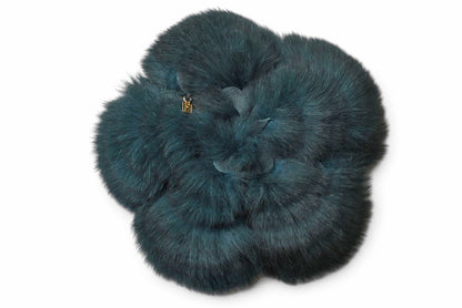 フェンディ ブローチ FENDI フラワーモチーフ ファー ブローチ コサージュ 花 ディープグリーン アクセサリー【中古】