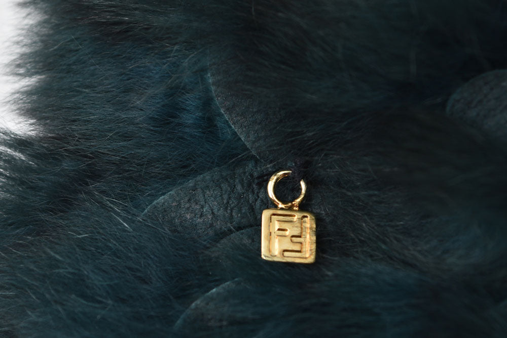 フェンディ ブローチ FENDI フラワーモチーフ ファー ブローチ コサージュ 花 ディープグリーン アクセサリー【中古】
