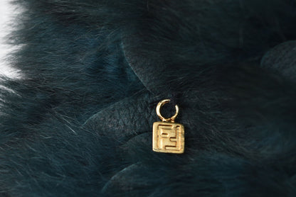 フェンディ ブローチ FENDI フラワーモチーフ ファー ブローチ コサージュ 花 ディープグリーン アクセサリー【中古】