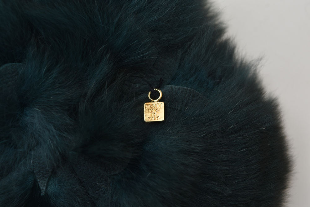 フェンディ ブローチ FENDI フラワーモチーフ ファー ブローチ コサージュ 花 ディープグリーン アクセサリー【中古】