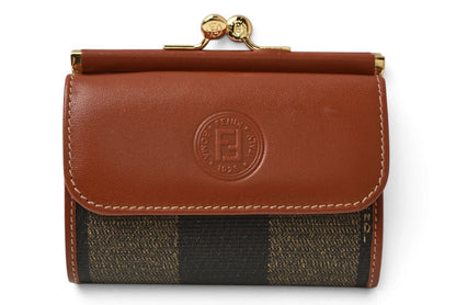 フェンディ 財布/がま口 FENDI ペカン柄 三つ折り財布 ヴィンテージ ブラウン レディース/メンズ【中古】