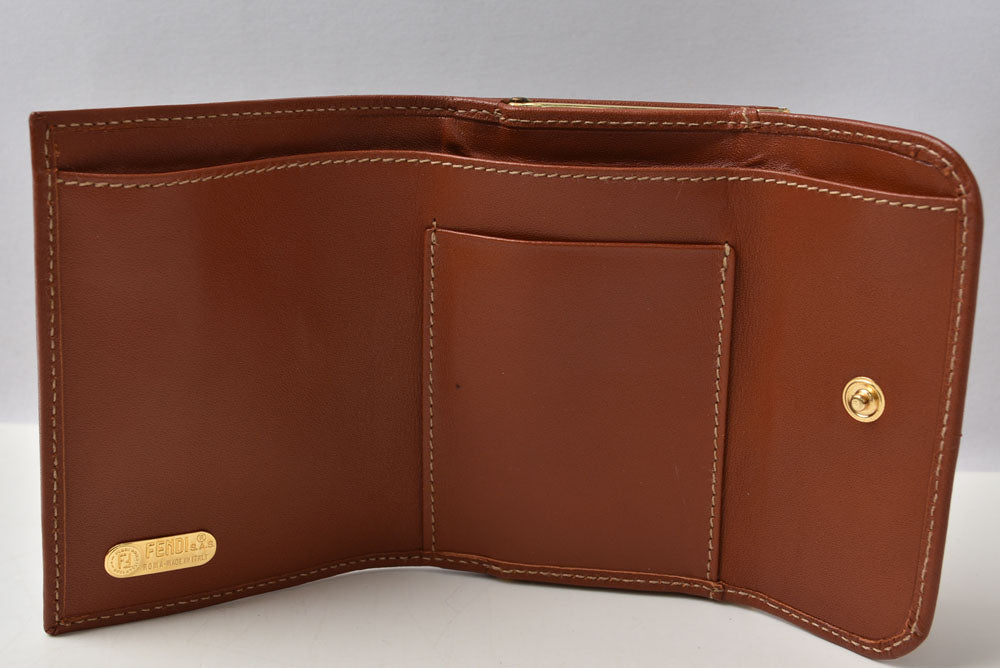 フェンディ 財布/がま口 FENDI ペカン柄 三つ折り財布 ヴィンテージ ブラウン レディース/メンズ【中古】
