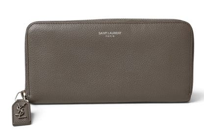 サンローラン パリ 財布 SAINT LAURENT PARIS リヴ ゴーシュ フルジップウォレット ラウンドファスナー長財布 414680 レザー グレー YSL イヴサンローラン【中古】