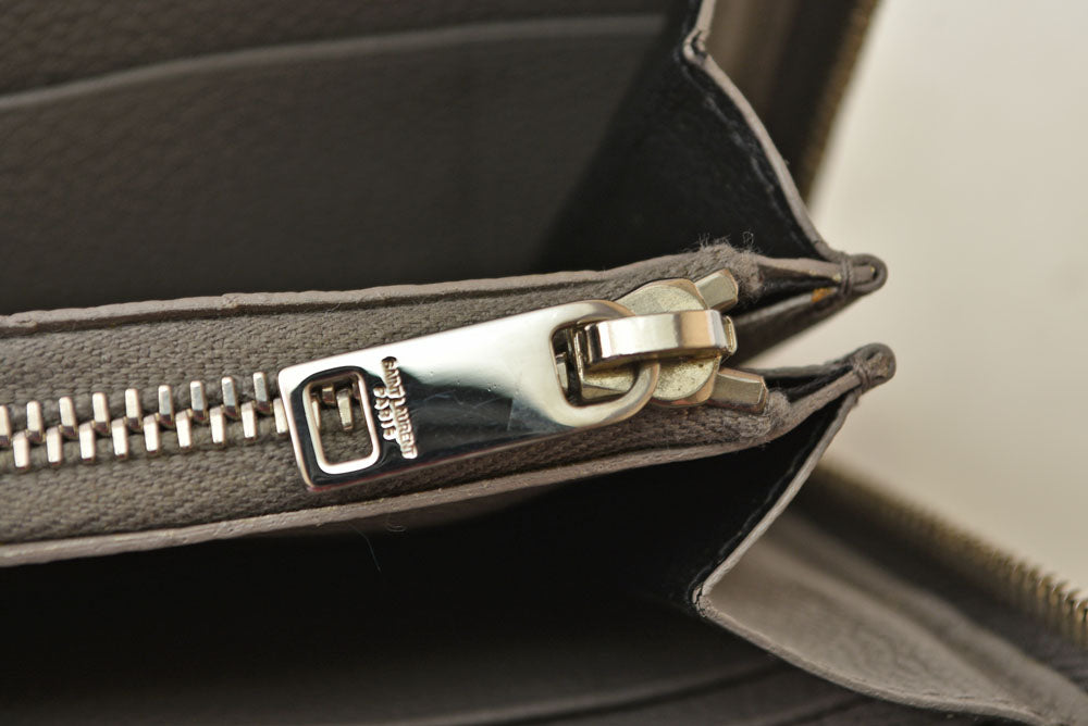 サンローラン パリ 財布 SAINT LAURENT PARIS リヴ ゴーシュ フルジップウォレット ラウンドファスナー長財布 414680 レザー グレー YSL イヴサンローラン【中古】