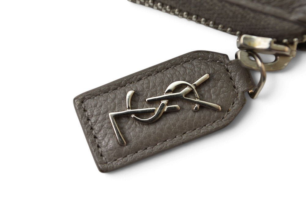 サンローラン パリ 財布 SAINT LAURENT PARIS リヴ ゴーシュ フルジップウォレット ラウンドファスナー長財布 414680 レザー グレー YSL イヴサンローラン【中古】