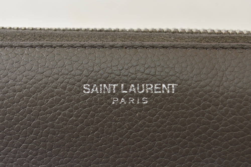 サンローラン パリ 財布 SAINT LAURENT PARIS リヴ ゴーシュ フルジップウォレット ラウンドファスナー長財布 414680 レザー グレー YSL イヴサンローラン【中古】