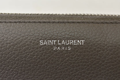 サンローラン パリ 財布 SAINT LAURENT PARIS リヴ ゴーシュ フルジップウォレット ラウンドファスナー長財布 414680 レザー グレー YSL イヴサンローラン【中古】