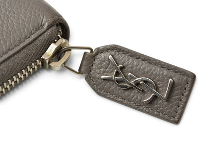サンローラン パリ 財布 SAINT LAURENT PARIS リヴ ゴーシュ フルジップウォレット ラウンドファスナー長財布 414680 レザー グレー YSL イヴサンローラン【中古】