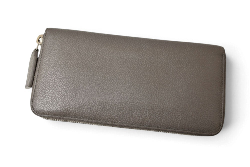 サンローラン パリ 財布 SAINT LAURENT PARIS リヴ ゴーシュ フルジップウォレット ラウンドファスナー長財布 414680 レザー グレー YSL イヴサンローラン【中古】