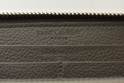 サンローラン パリ 財布 SAINT LAURENT PARIS リヴ ゴーシュ フルジップウォレット ラウンドファスナー長財布 414680 レザー グレー YSL イヴサンローラン【中古】
