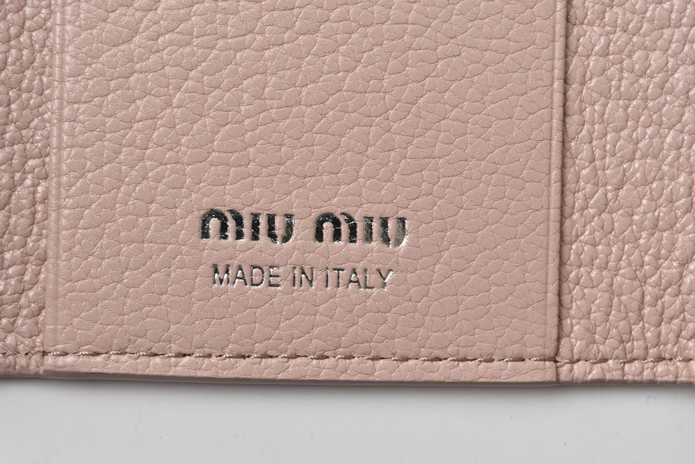 ミュウミュウ キーケース miu miu 6連キーケース マドラスパール 5PG222 レザー OPALE/ピンク系 キーホルダー レディース【中古】
