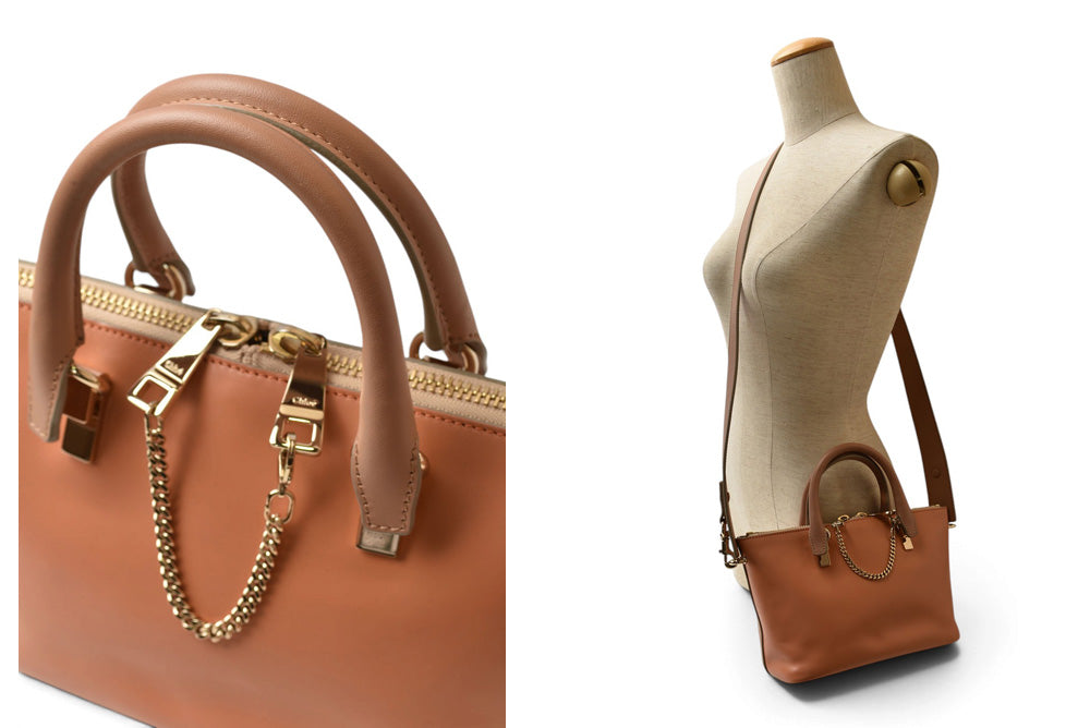 クロエ Chloe ベイリー 2WAYバッグ 3S0171 ハンドバッグ ショルダーバッグ 斜め掛け レザー ウェットサンド/コーラルリーフ レディース【中古】