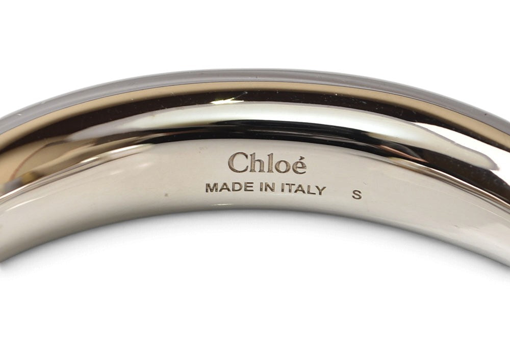 クロエ ブレスレット Chloe パール風 シルバー/ゴールド バングル オープンカフ レディース Sサイズ 【中古】