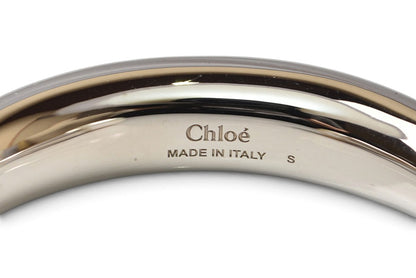 クロエ ブレスレット Chloe パール風 シルバー/ゴールド バングル オープンカフ レディース Sサイズ 【中古】