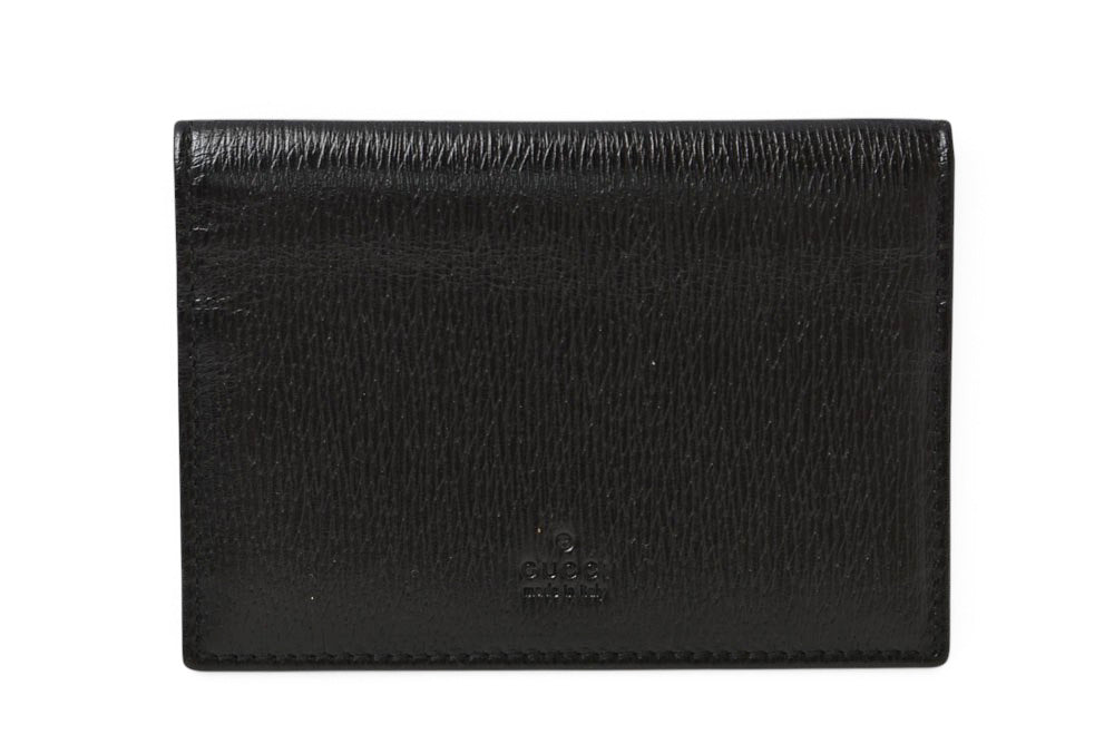 グッチ カードケース 名刺入れ パスケース GUCCI レザー ブラック 黒 メンズ レディース 【中古】