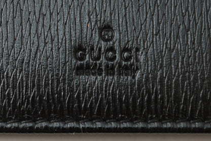 グッチ カードケース 名刺入れ パスケース GUCCI レザー ブラック 黒 メンズ レディース 【中古】