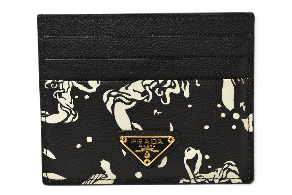 プラダ カードケース/名刺入れ PRADA レザー マーメイド柄 NERO/ブラック【中古】
