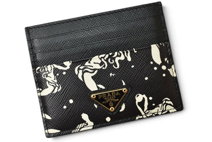 プラダ カードケース/名刺入れ PRADA レザー マーメイド柄 NERO/ブラック【中古】