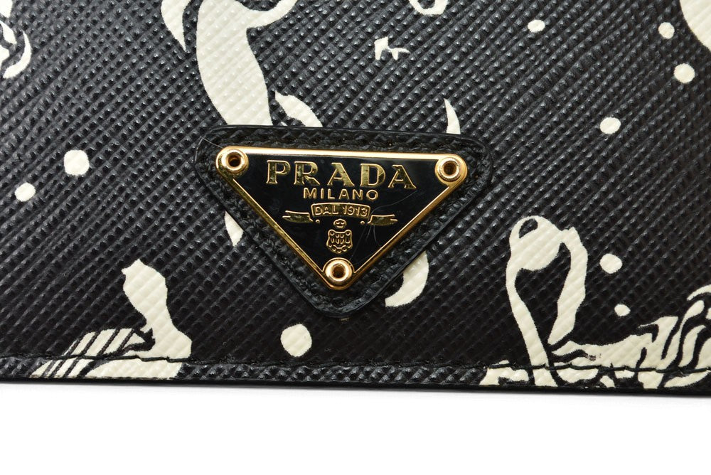 プラダ カードケース/名刺入れ PRADA レザー マーメイド柄 NERO/ブラック【中古】